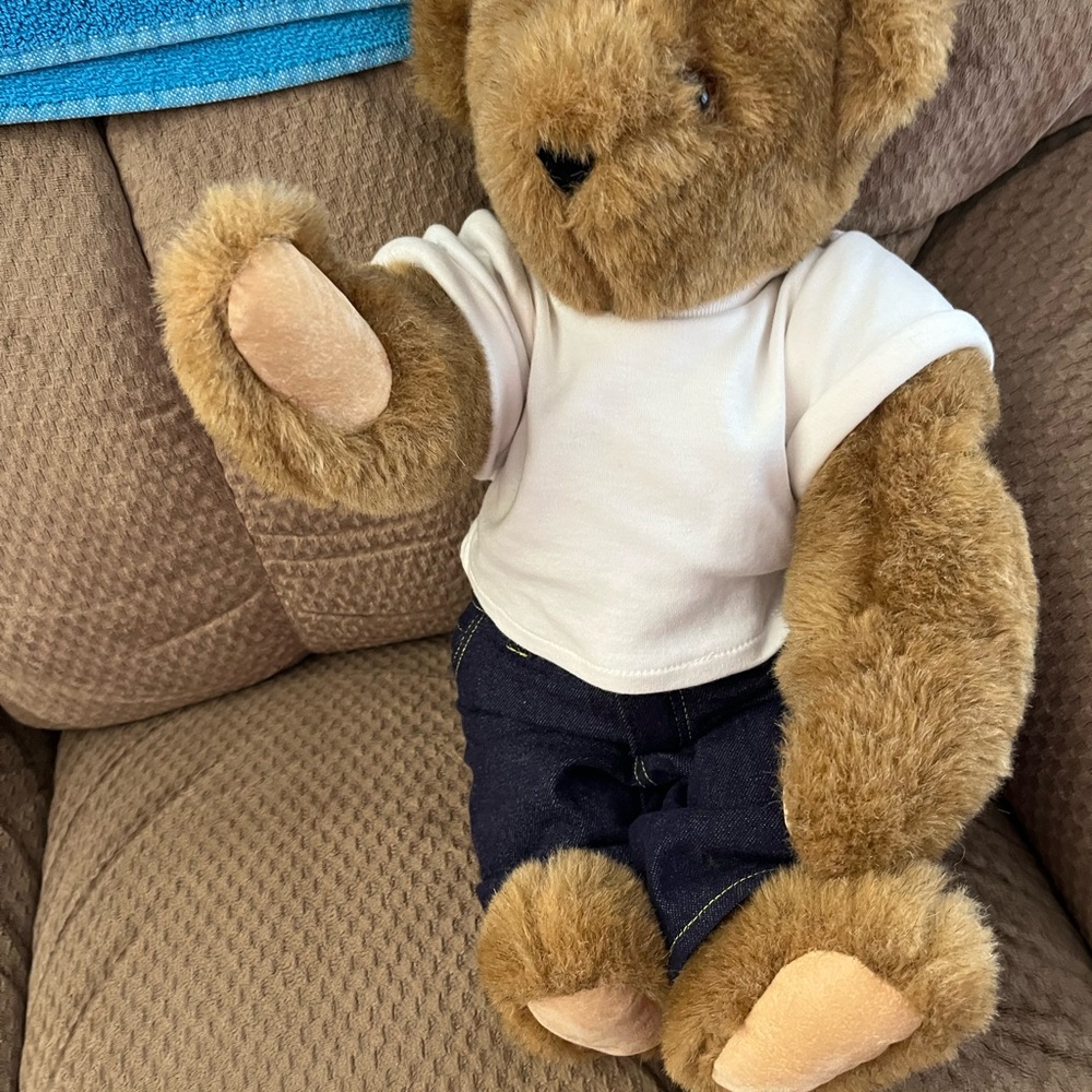 Brown and White Stuffed Teddy Bear with Casual Outfit